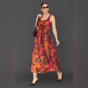NWT Avec Floral Fit & Flare Maxi Dress